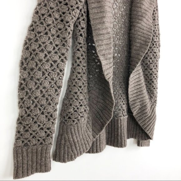 Vince Brown Knit Crochet Wool Blend Long Sleeve Cardigan Sweater - Picture 5 of 6